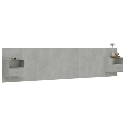 vidaXL Bed Headboard with Cabinets Concrete Grey Engineered Wood