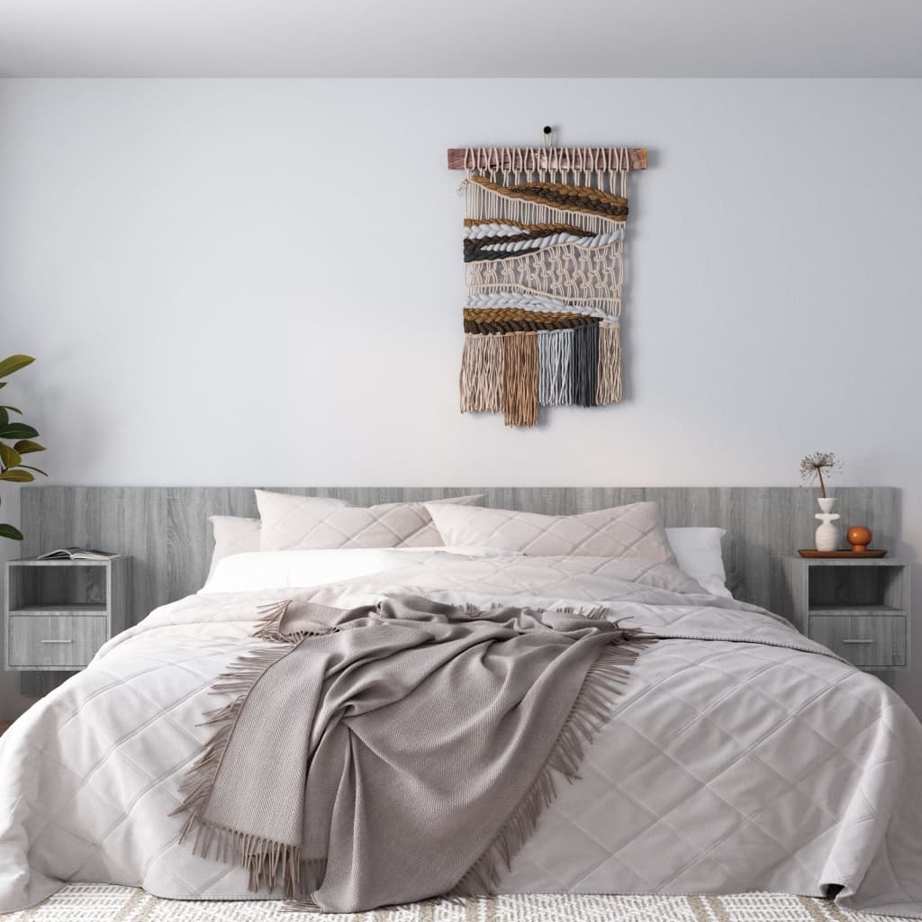 vidaXL Bed Headboard with Cabinets Grey Sonoma Engineered Wood