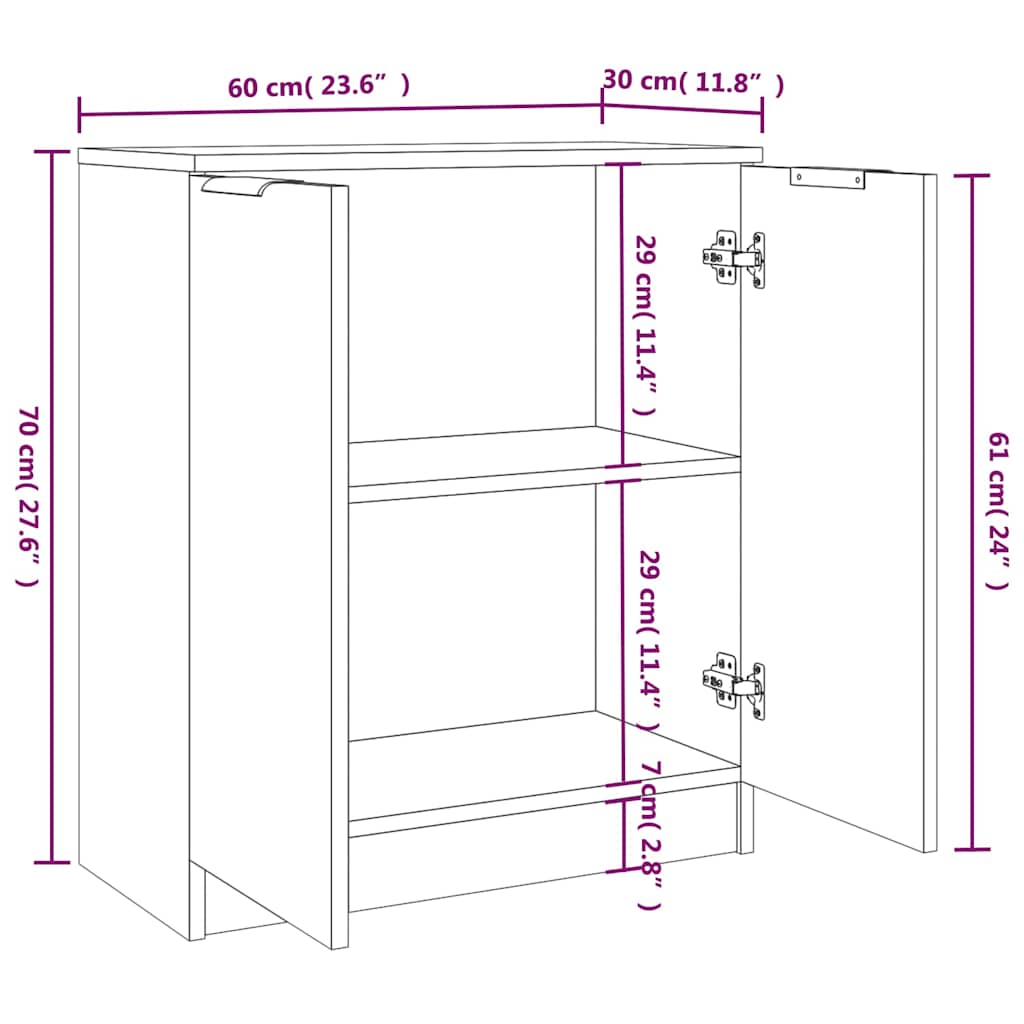 vidaXL Sideboards 2 pcs White 60x30x70 cm Engineered Wood