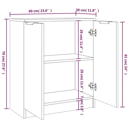 vidaXL Sideboards 2 pcs Smoked Oak 60x30x70 cm Engineered Wood