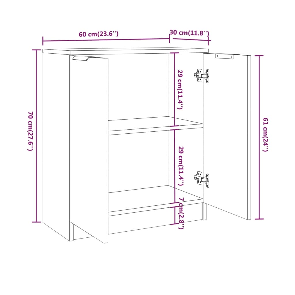 vidaXL 3 Piece Sideboards White Engineered Wood
