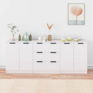 vidaXL 3 Piece Sideboards White Engineered Wood