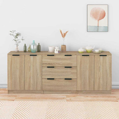 vidaXL 3 Piece Sideboards Sonoma Oak Engineered Wood