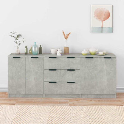 vidaXL 3 Piece Sideboards Concrete Grey Engineered Wood