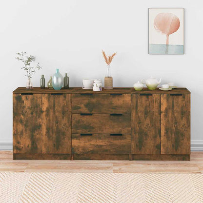 vidaXL 3 Piece Sideboards Smoked Oak Engineered Wood