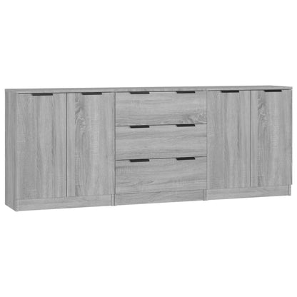 vidaXL 3 Piece Sideboards Grey Sonama Engineered Wood