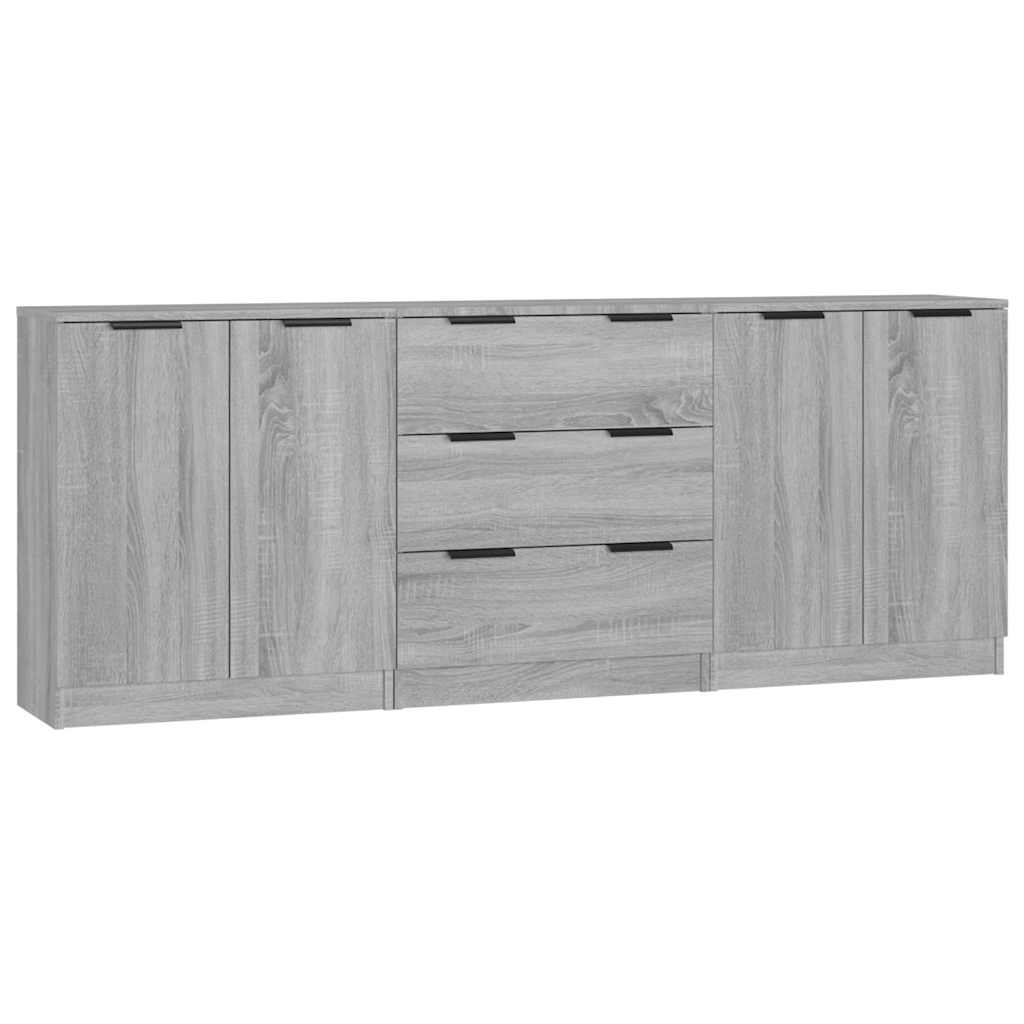 vidaXL 3 Piece Sideboards Grey Sonama Engineered Wood