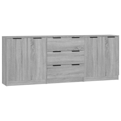 vidaXL 3 Piece Sideboards Grey Sonama Engineered Wood