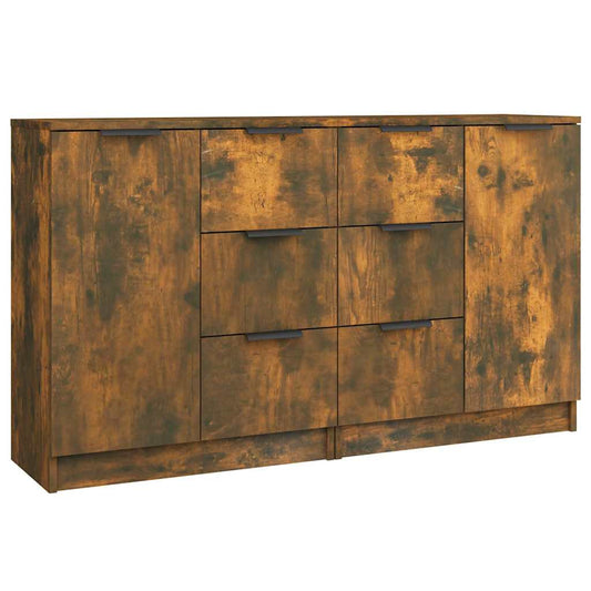 vidaXL Sideboards 2 pcs Smoked Oak 60x30x70 cm Engineered Wood