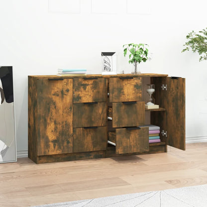 vidaXL Sideboards 2 pcs Smoked Oak 60x30x70 cm Engineered Wood