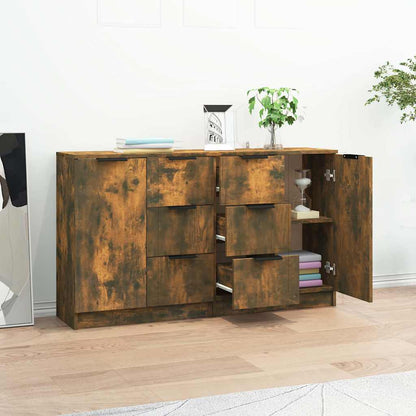 vidaXL Sideboards 2 pcs Smoked Oak 60x30x70 cm Engineered Wood