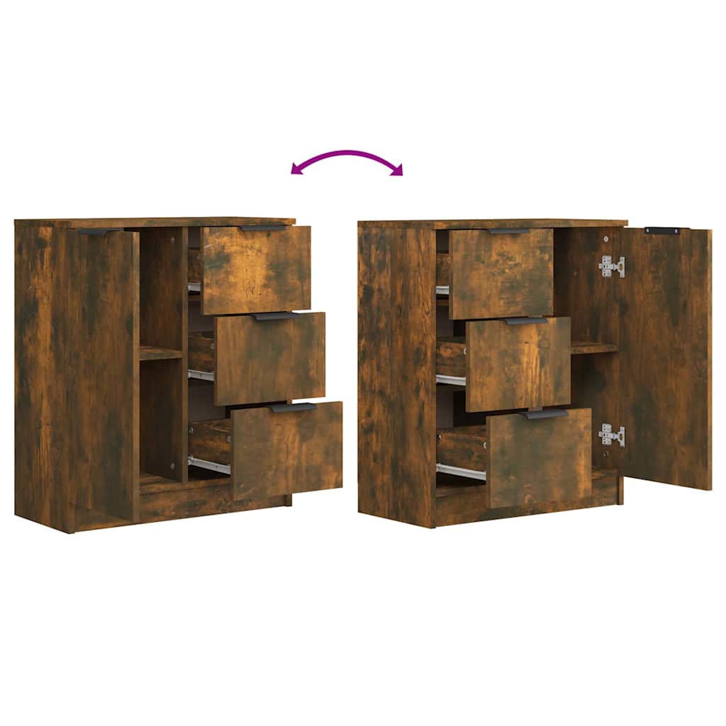 vidaXL Sideboards 2 pcs Smoked Oak 60x30x70 cm Engineered Wood