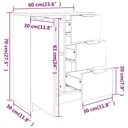 vidaXL Sideboards 2 pcs Smoked Oak 60x30x70 cm Engineered Wood