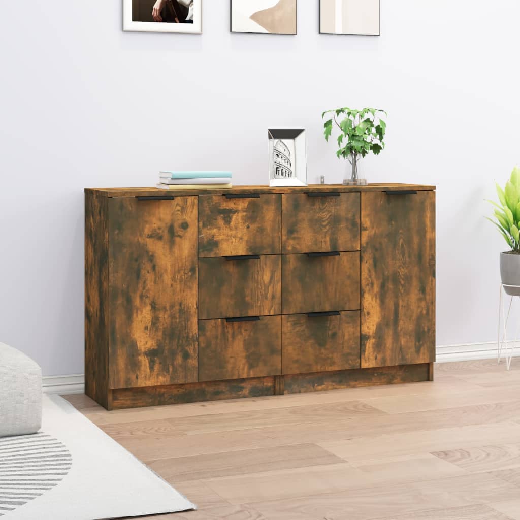 vidaXL Sideboards 2 pcs Smoked Oak 60x30x70 cm Engineered Wood