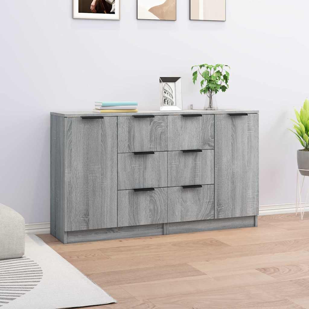 vidaXL Sideboards 2 pcs Grey Sonoma 60x30x70 cm Engineered Wood