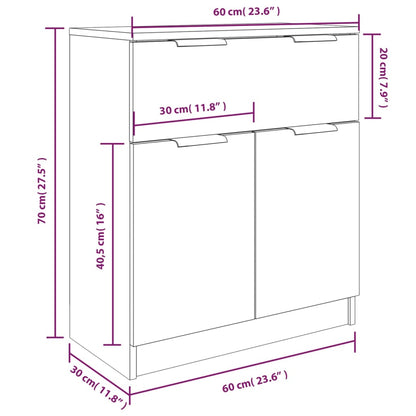 vidaXL 3 Piece Sideboards Concrete Grey Engineered Wood