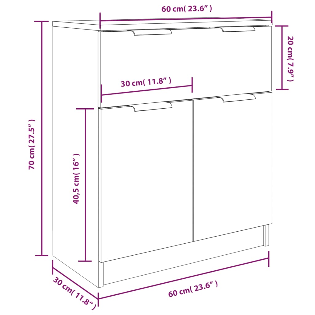 vidaXL 3 Piece Sideboards Grey Sonoma Engineered Wood