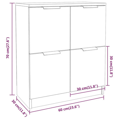 vidaXL Sideboards 2 pcs Sonoma Oak 60x30x70 cm Engineered Wood