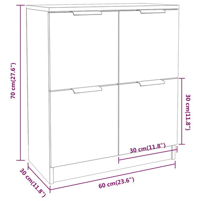 vidaXL Sideboards 2 pcs Grey Sonoma 60x30x70 cm Engineered Wood