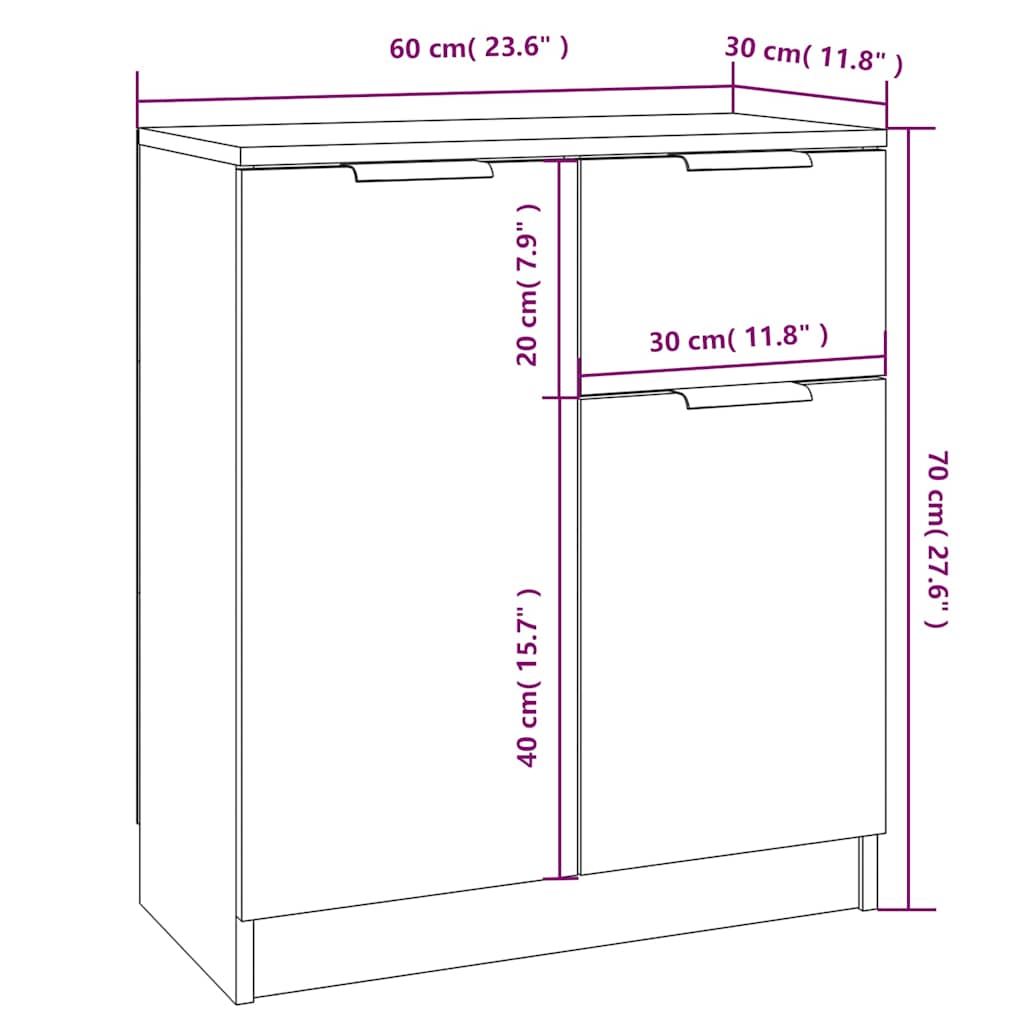 vidaXL Sideboards 2 pcs Sonoma Oak 60x30x70 cm Engineered Wood