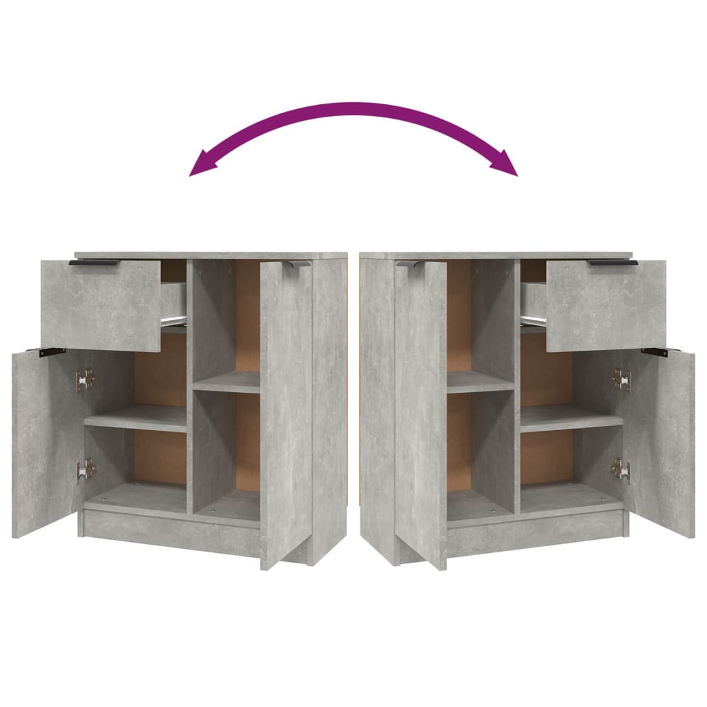 vidaXL Sideboards 2 pcs Concrete Grey 60x30x70 cm Engineered Wood