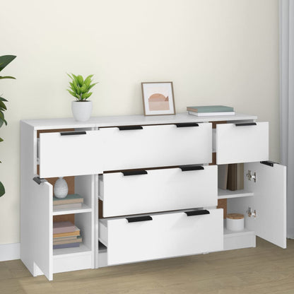 vidaXL 3 Piece Sideboard Set White Engineered Wood