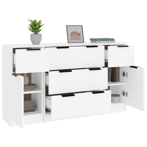 vidaXL 3 Piece Sideboard Set White Engineered Wood