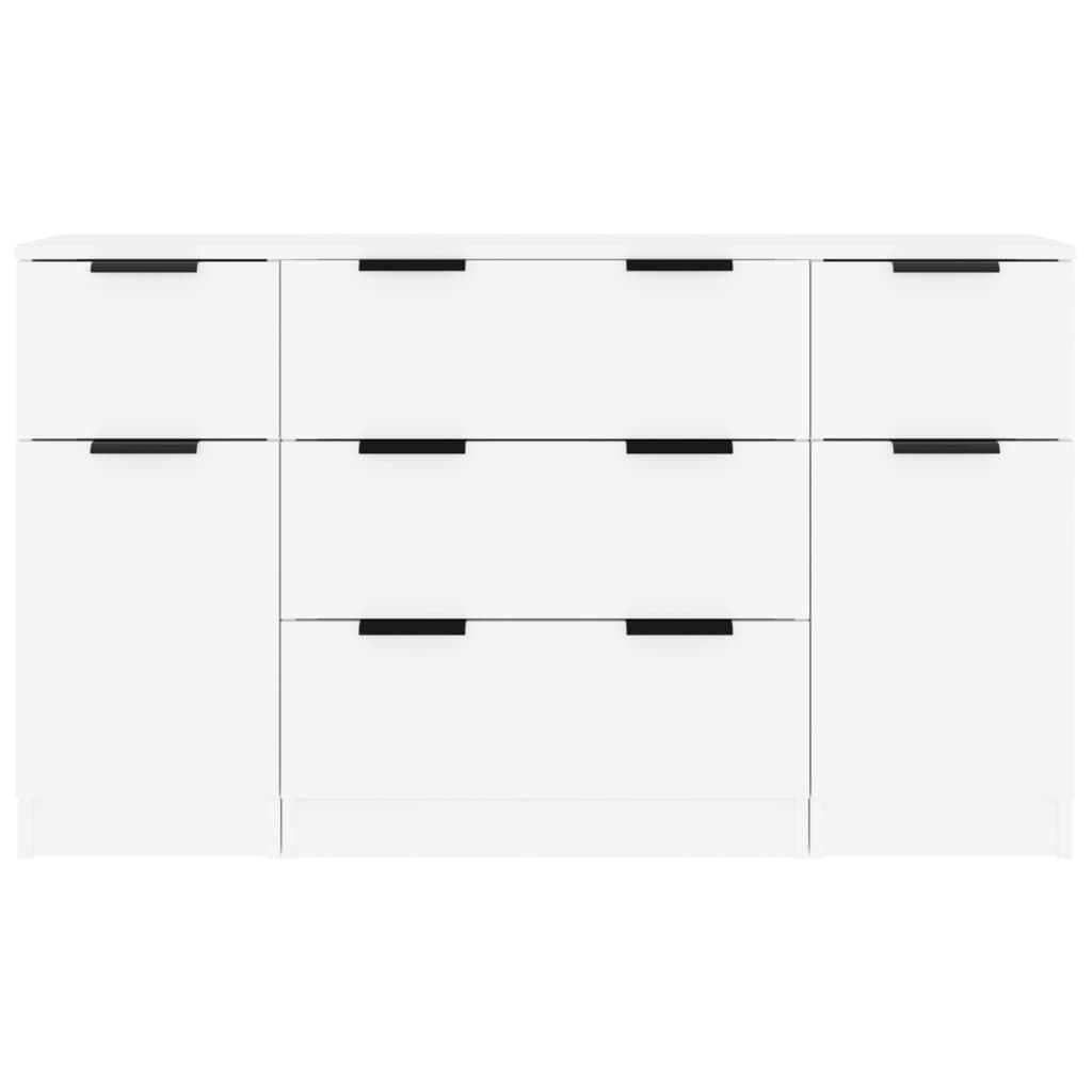 vidaXL 3 Piece Sideboard Set White Engineered Wood
