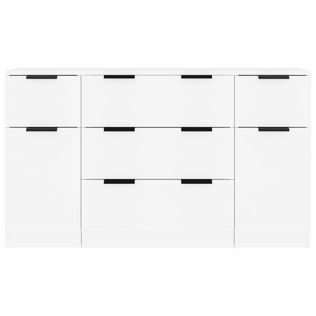vidaXL 3 Piece Sideboard Set White Engineered Wood
