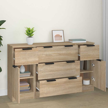 vidaXL 3 Piece Sideboard Set Sonoma Oak Engineered Wood