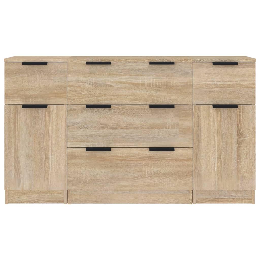 vidaXL 3 Piece Sideboard Set Sonoma Oak Engineered Wood