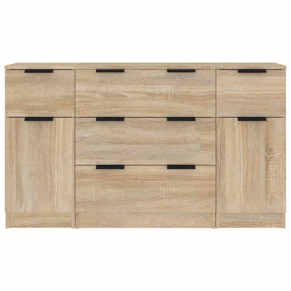 vidaXL 3 Piece Sideboard Set Sonoma Oak Engineered Wood