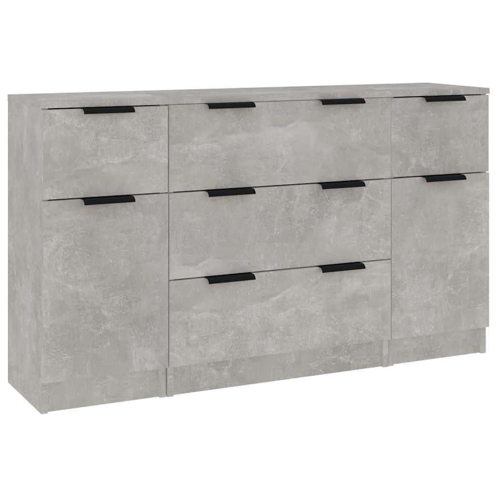 vidaXL 3 Piece Sideboard Set Concrete Grey Engineered Wood