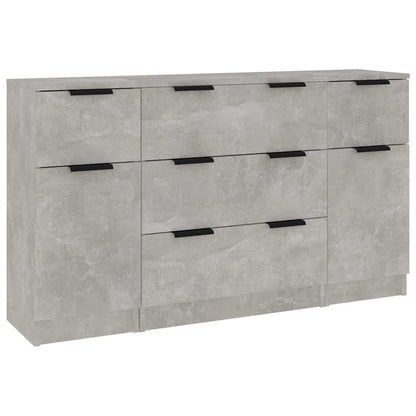 vidaXL 3 Piece Sideboard Set Concrete Grey Engineered Wood