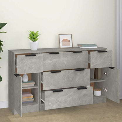 vidaXL 3 Piece Sideboard Set Concrete Grey Engineered Wood