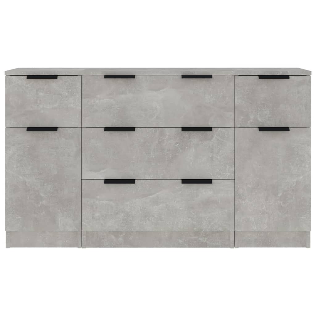vidaXL 3 Piece Sideboard Set Concrete Grey Engineered Wood