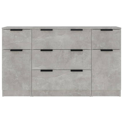 vidaXL 3 Piece Sideboard Set Concrete Grey Engineered Wood