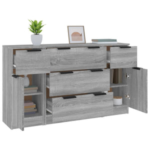 vidaXL 3 Piece Sideboard Set Grey Sonoma Engineered Wood