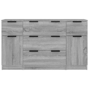 vidaXL 3 Piece Sideboard Set Grey Sonoma Engineered Wood
