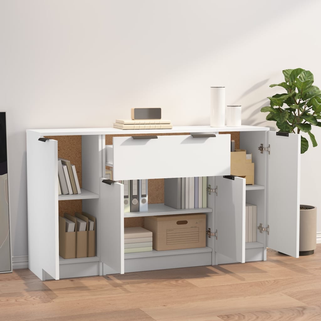 vidaXL Sideboards 3 pcs White Engineered Wood