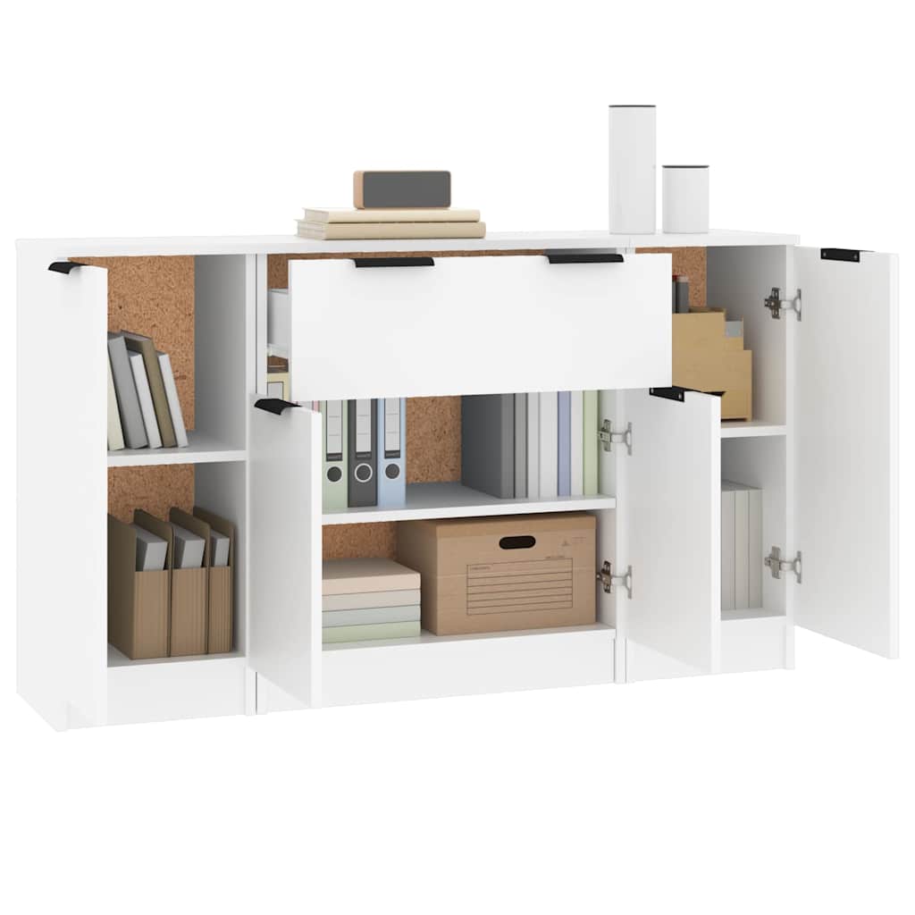 vidaXL Sideboards 3 pcs White Engineered Wood