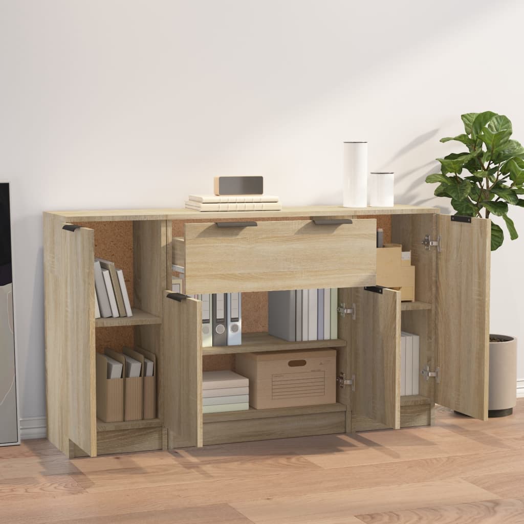 vidaXL Sideboards 3 pcs Sonoma Oak Engineered Wood