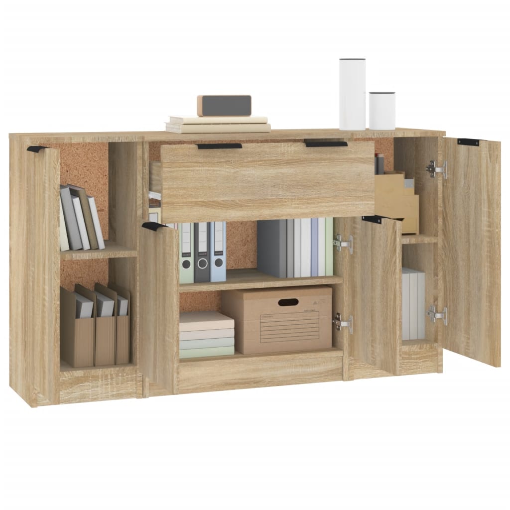 vidaXL Sideboards 3 pcs Sonoma Oak Engineered Wood