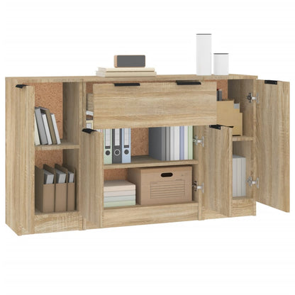 vidaXL Sideboards 3 pcs Sonoma Oak Engineered Wood