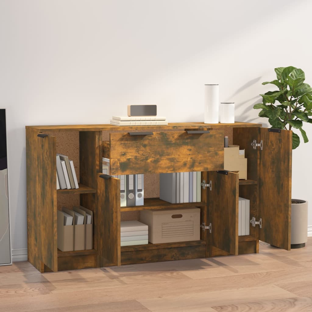 vidaXL Sideboards 3 pcs Smoked Oak Engineered Wood