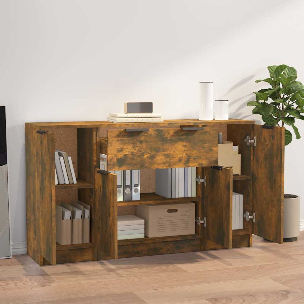 vidaXL Sideboards 3 pcs Smoked Oak Engineered Wood