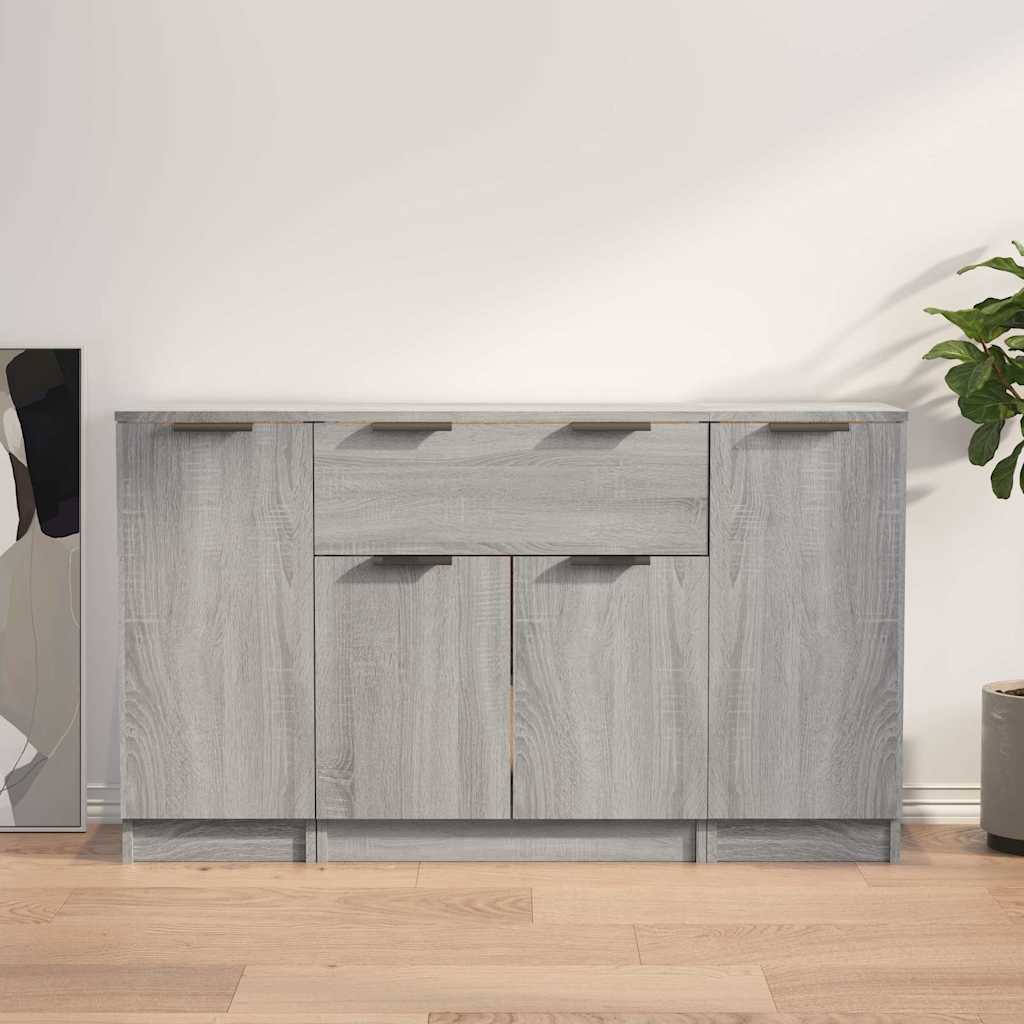 vidaXL Sideboards 3 pcs Grey Sonoma Engineered Wood