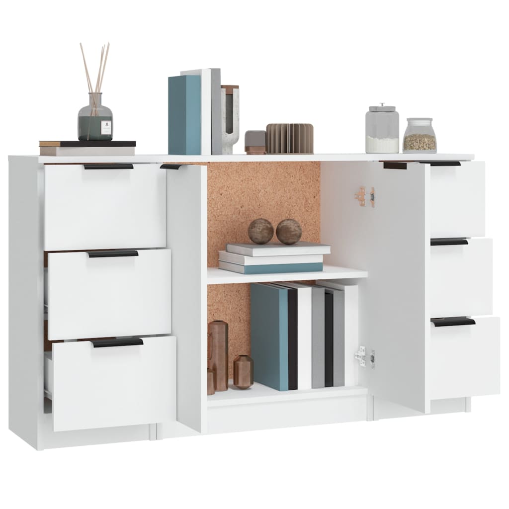 vidaXL Sideboards 3 pcs White Engineered Wood