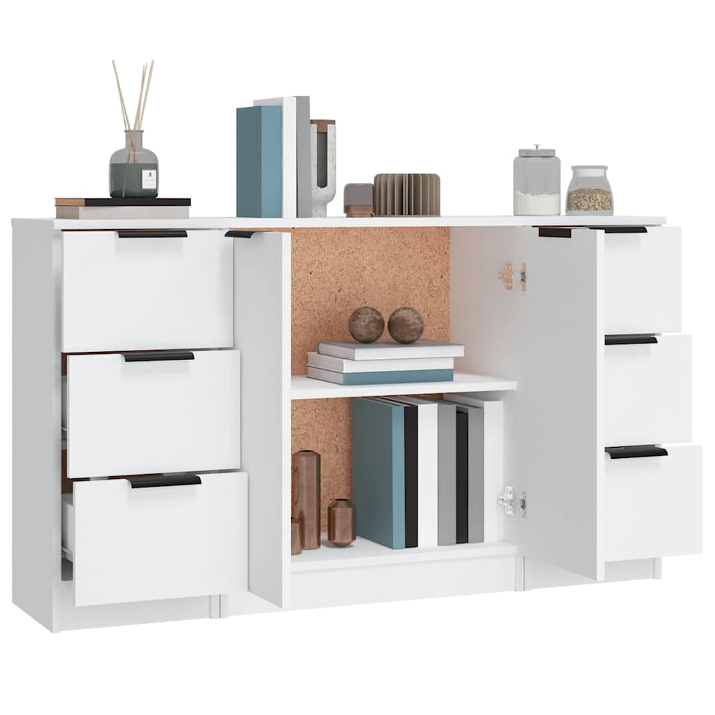 vidaXL Sideboards 3 pcs White Engineered Wood
