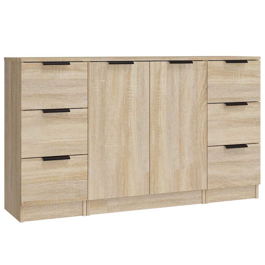 vidaXL Sideboards 3 pcs Sonoma Oak Engineered Wood